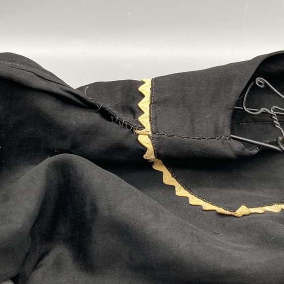 Antique Childs Black and White Silk Romper with Pockets and MOP Buttons - Picture 3 of 8